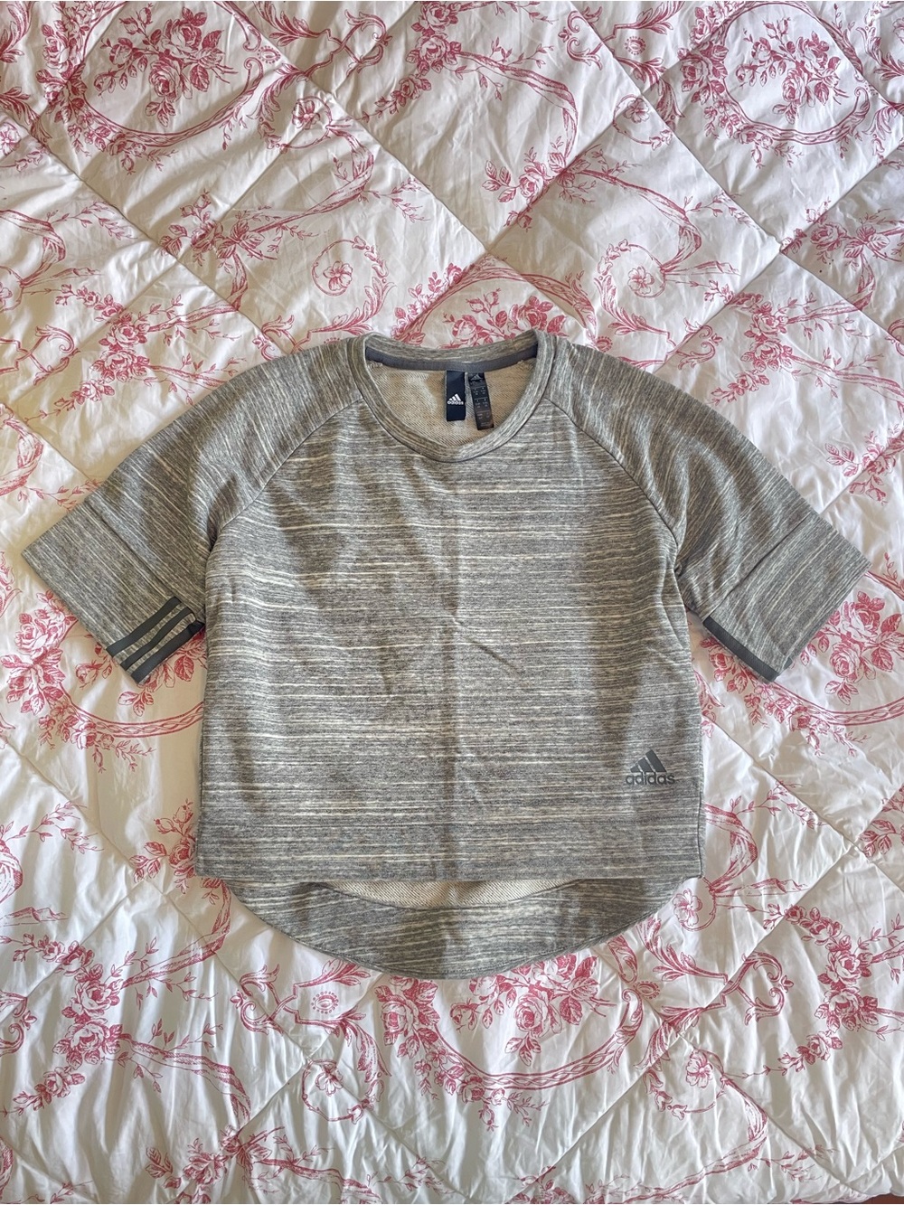 adidas Gray Heather Short-Sleeve Crop Tee